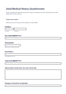 Medical History Form (Adult) preview