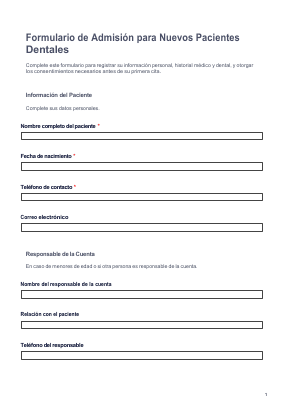 New Patient Dental Forms (Spanish) preview
