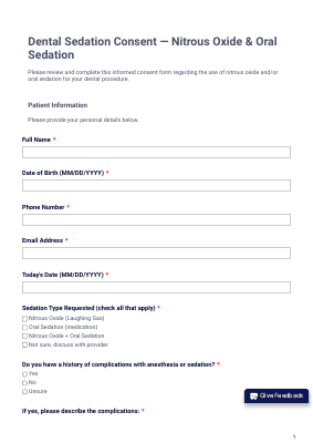 Dental Sedation Consent Form preview